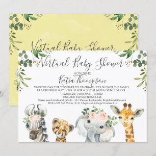 Invitation Baby shower virtuel Neutre Safari Animals 