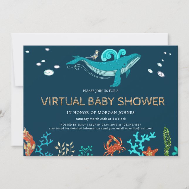 Invitation Baby shower virtuel Ocean Party (Devant)