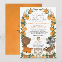 Baby shower virtuel Orange Citrus Woodland Animaux