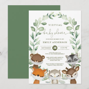 Invitation Baby shower virtuel Quarantaine Animaux des bois