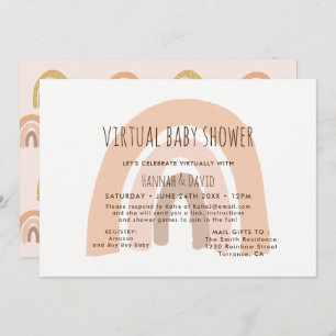 Invitation Baby shower virtuel Rainbow Boho Pastel