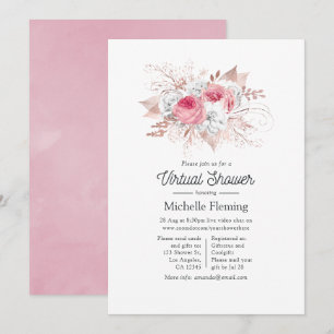 Invitation Baby shower virtuel rose et Rose Gold Floral