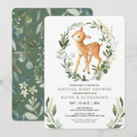 Baby shower virtuel Sweet Deer Woodland Greenery