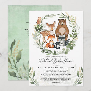 Invitation Baby shower virtuel   Végétal Animaux de forêt