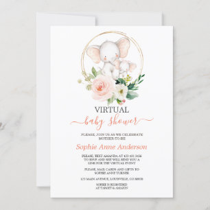 Invitation Baby shower virtuel Watercolor Elephant par courri