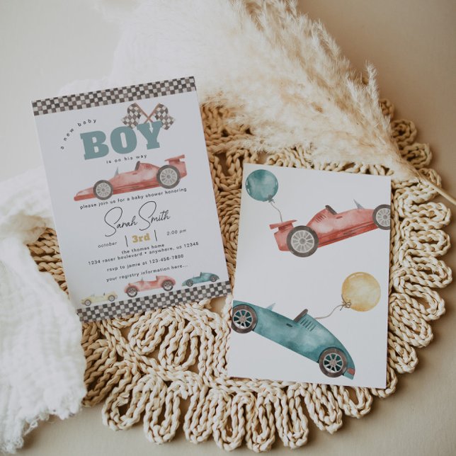 Invitation Baby shower voiture Boy Retro Race (Créateur téléchargé)