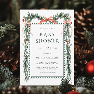 Invitation Baby shower Watercolor Christmas Garland