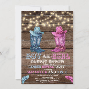 Invitation Baby shower Western Boy or Girl Gender Reveal