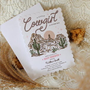 Invitation Baby shower Western Cowgirl Scalloped Edge