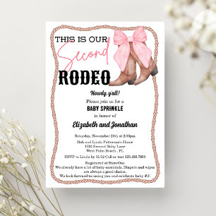 Invitation Baby Shower Western Deuxième Rodéo Arc Rose