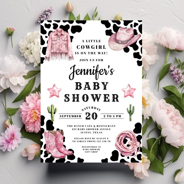 Invitation Baby shower Western Pink Cowgirl (Western Pink Cowgirl Baby Shower Invitation)