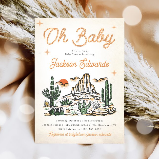 Invitation Baby shower Western Vintage Desert (Créateur téléchargé)