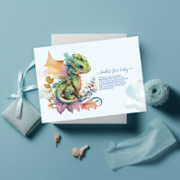 Baby shower Whimsical Blue Turquoise Dragon