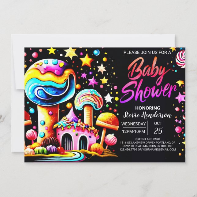Invitation Baby shower Whimsical Candyland Bliss (Devant)