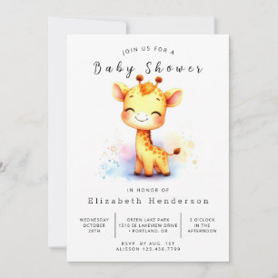 Invitation Baby shower Whimsical Custom Giraffe