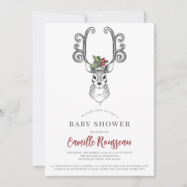 Invitation Baby shower Whimsical d'hiver (Devant)