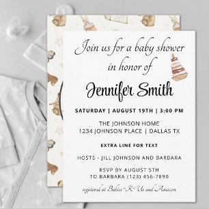 Invitation Baby shower Whimsical Genre Neutre Boho Décor