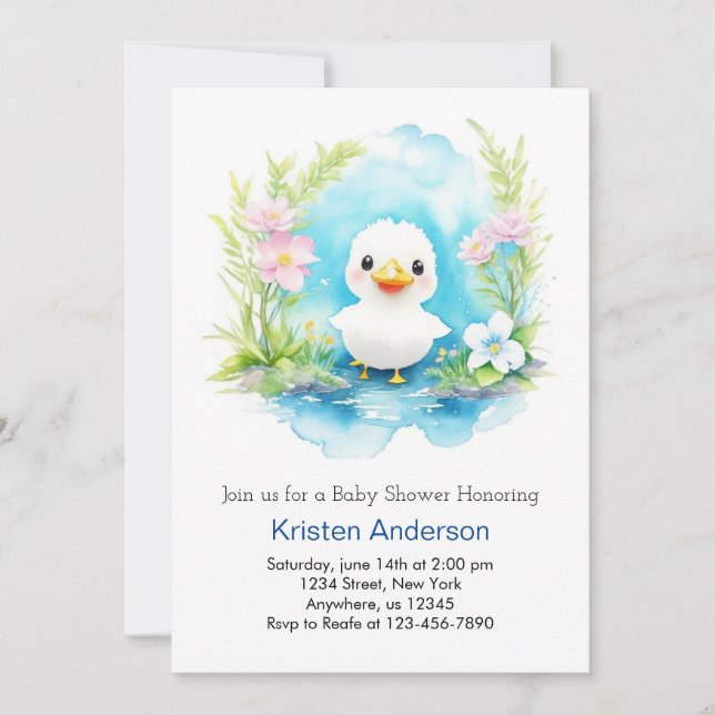 Invitation Baby shower Whimsical Little Duck Boy (Devant)