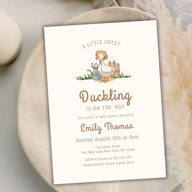 Invitation Baby shower Whimsical Little Duckling Garden (Whimsical Little Duckling Garden Baby Shower Invitation)