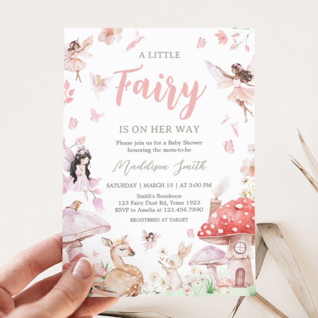 Invitation Baby shower Whimsical Little Fairy (Little Fairy Whimsical Baby Shower Invitation)