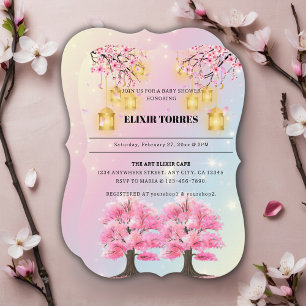 Invitation Baby shower Whimsical Sakura Cherry Blossom Tree