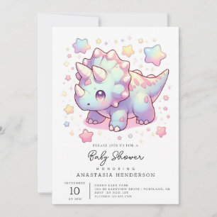 Invitation Baby shower Whimsical Simple Dinosaur