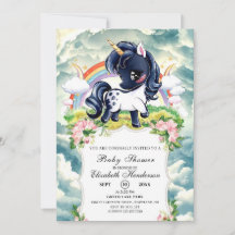 Baby shower Whimsical Simple Noir Unicorn