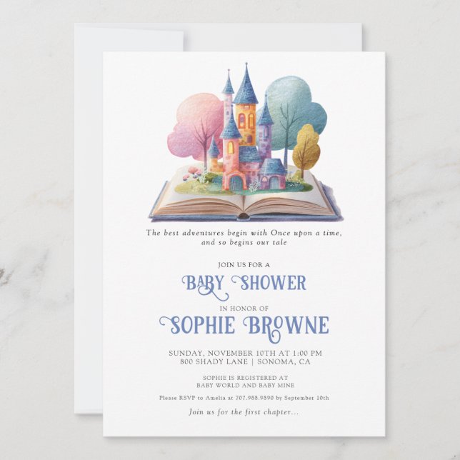 Invitation Baby shower Whimsical Storybook (Devant)