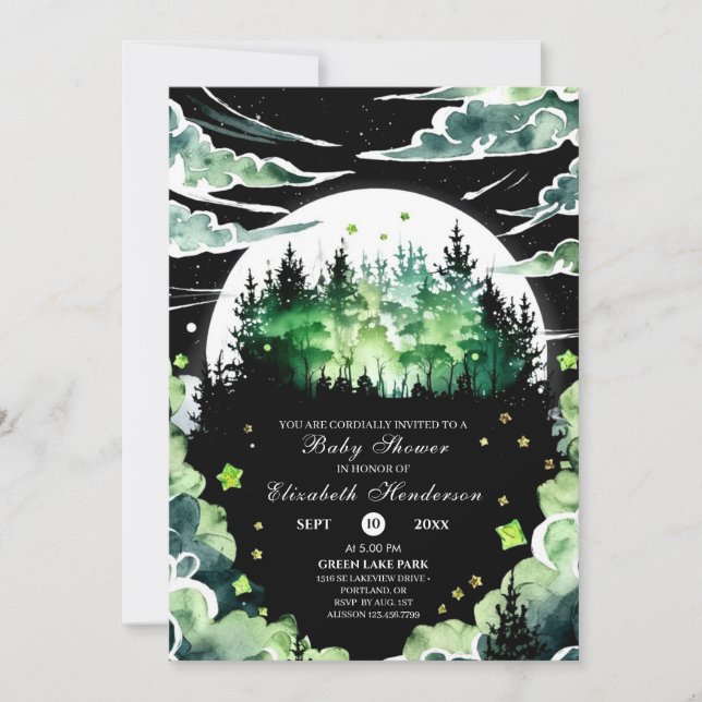 Invitation Baby shower Whimsical Woodland (Devant)