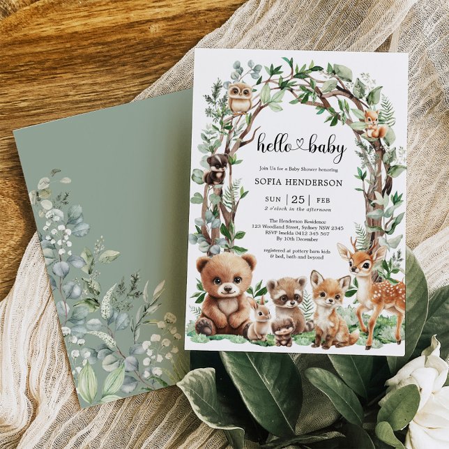 Invitation Baby shower Whimsical Woodland Forest Animaux (Créateur téléchargé)