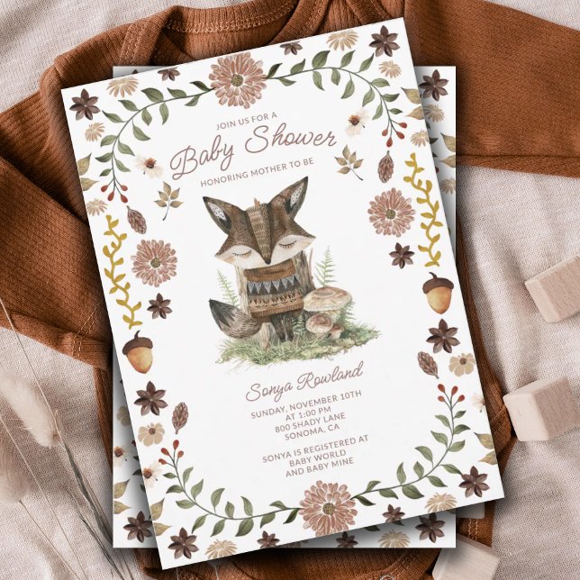 Invitation Baby shower Whimsical Woodland Fox (Créateur téléchargé)