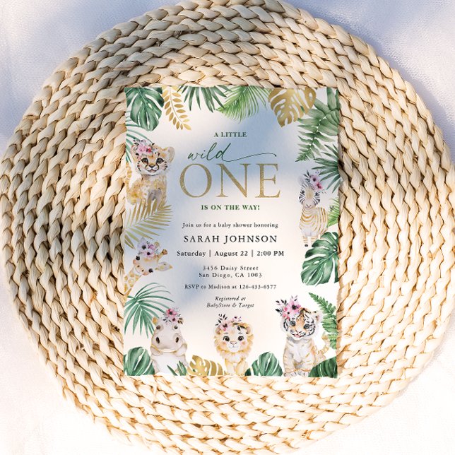 Invitation Baby shower Wild One Jungle Safari Animaux (Créateur téléchargé)
