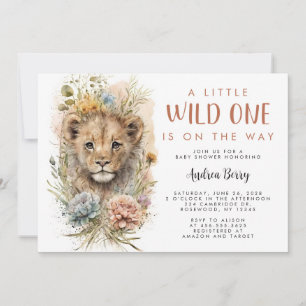 Invitation Baby shower Wild One Lion Club