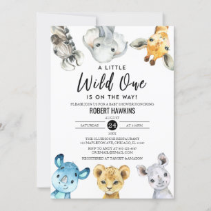 Invitation Baby shower Wild One non-genre Safari Animaux