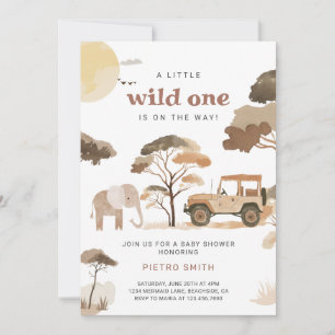 Invitation Baby shower Wild One Safari Animaux