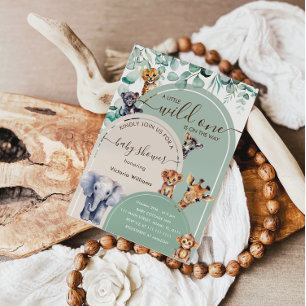 Invitation Baby shower Wild One Safari Animaux