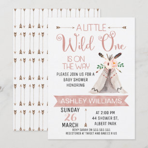 Invitation Baby shower Wild One Watercolor