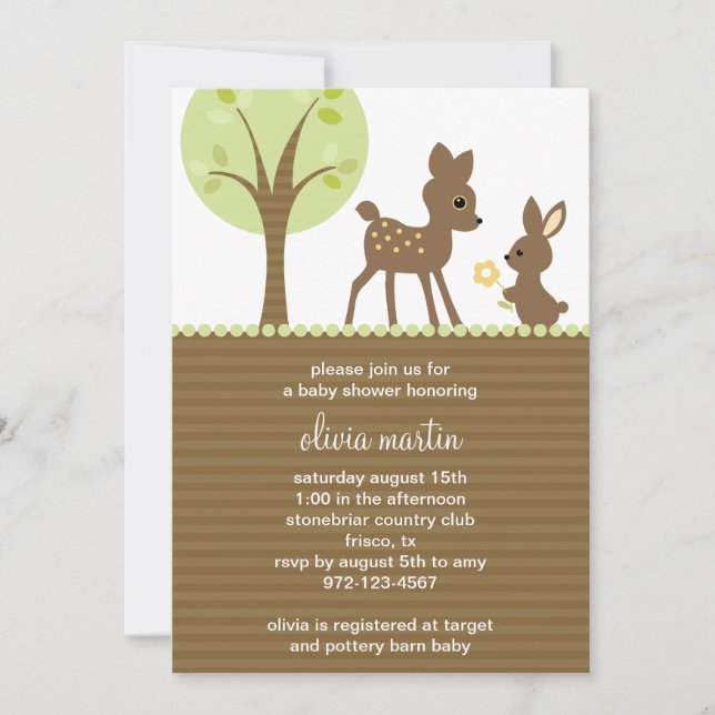 Invitation Baby shower Woodland (Devant)