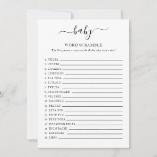 Invitation Baby shower Word Scramble Card