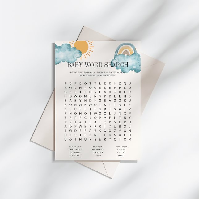 Invitation Baby shower Word Search Game Card (Créateur téléchargé)