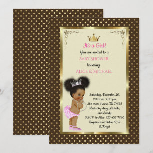 Invitation Baby ShowerGirl etnic, Princess Girl African, tend