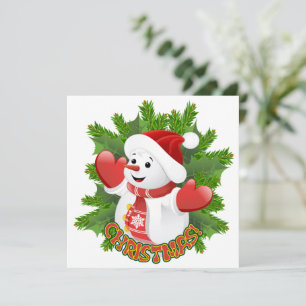 Invitation Baby Snowman avec ornement de flocons de neige en 