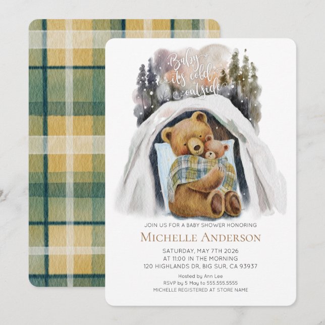 Invitation Baby Son Froid À L'Extérieur Baby shower Invitatio (Devant / Derrière)
