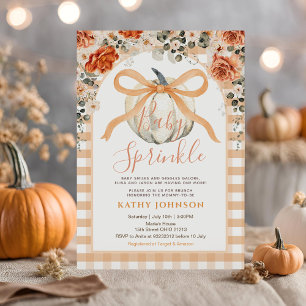 Invitation Baby Sprinkle Bow En vichy Baby shower Citrouille