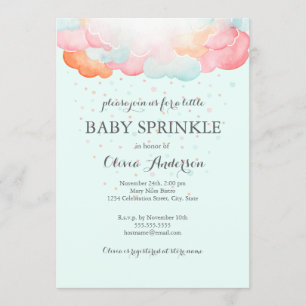 Invitation Baby Sprinkle Nuages Arc-en-ciel Bleu
