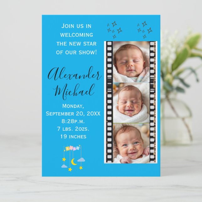 Invitation Baby Star Faire-part de naissance (Debout devant)
