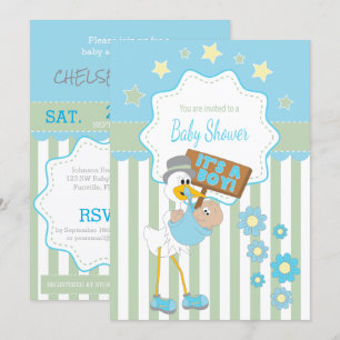 Invitation Baby Stork Baby Boy Show
