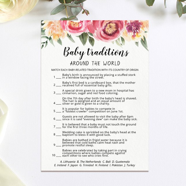 Invitation Baby Traditions jeu Baby shower party Card (Créateur téléchargé)