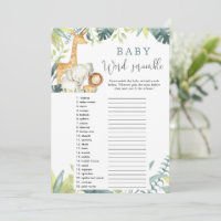 Baby word scramble safari jeu de baby shower