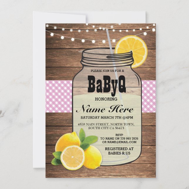 Invitation BaByQ Baby shower de révélation de genre Pink Chec (Devant)